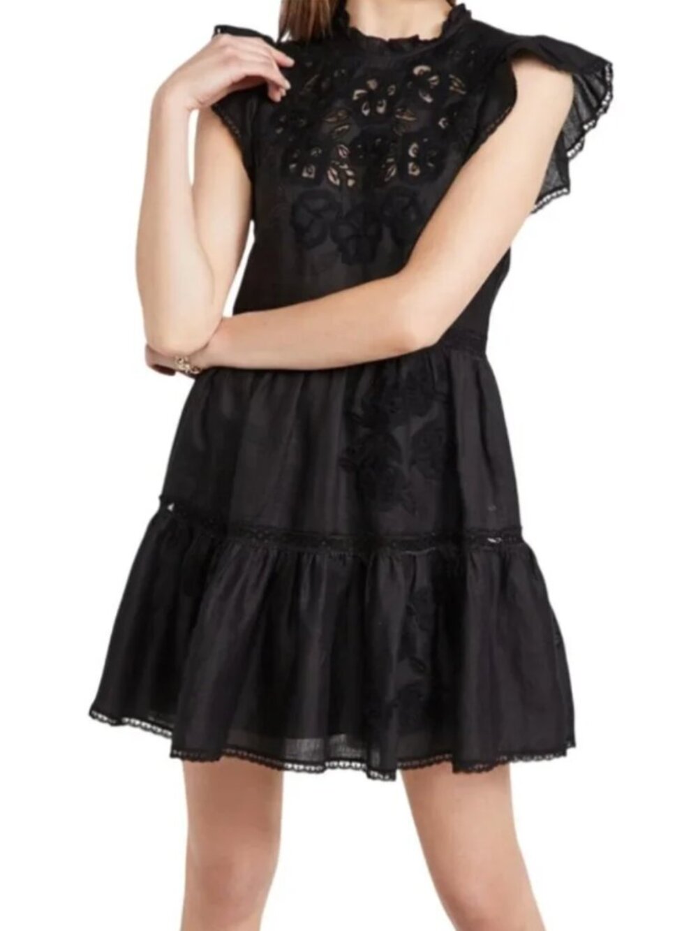 Veronica Beard Sahara Embroidered Mini Dress – Black – Size 8 – Retail $595